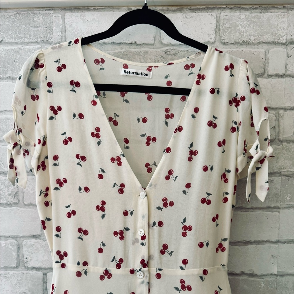 Reformation Cherry Print Midi Dress